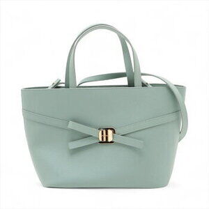 Salvatore Ferragamo Vara Leather Handbag Crossbody Blue M